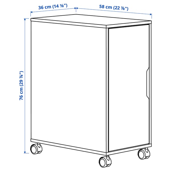 ALEX storage unit on castors, white stained oak effect/black, 36x76 cm