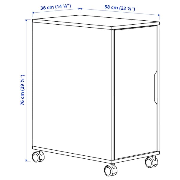 ALEX storage unit on castors, dark grey/black, 36x76 cm