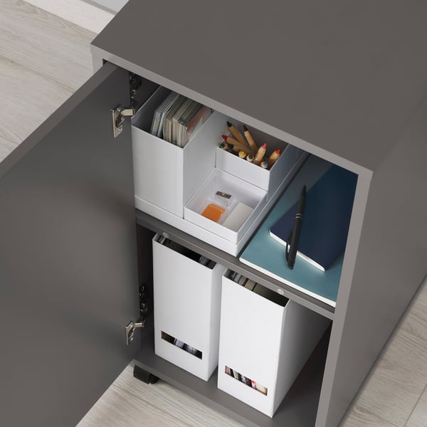 ALEX storage unit on castors, dark grey/black, 36x76 cm