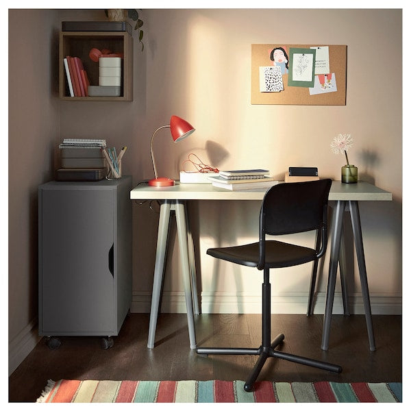 ALEX storage unit on castors, dark grey/black, 36x76 cm