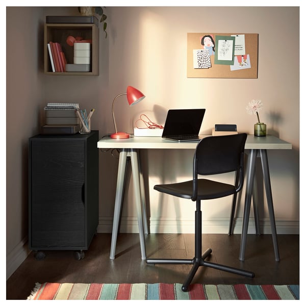 ALEX storage unit on castors, black-brown/black, 36x76 cm