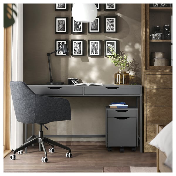 ALEX - Desk, dark grey, 132x58 cm