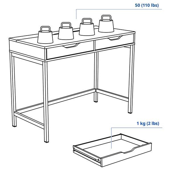 ALEX - Desk, dark grey, 100x48 cm