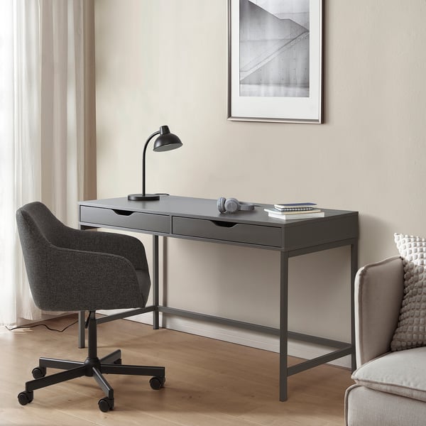 ALEX - Desk, dark grey, 132x58 cm