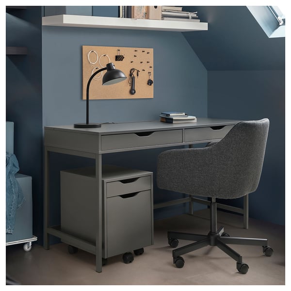 ALEX - Desk, dark grey, 132x58 cm