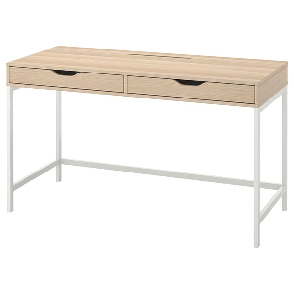 ALEX desk, white stained/oak effect, 132x58 cm