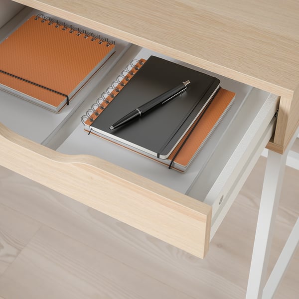 ALEX - Desk, white stained/oak effect, 100x48 cm