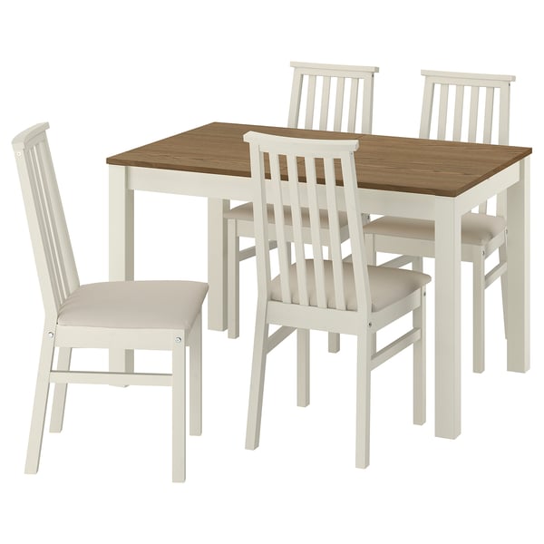 ÅLHULT / ÅLHULT table and 4 chairs, beige/brown/Kabusa light beige beige, 120/170x80 cm