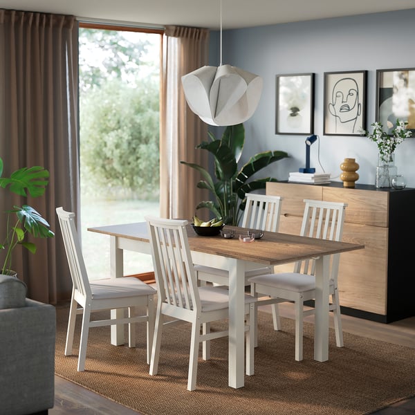 ÅLHULT / ÅLHULT table and 4 chairs, beige/brown/Kabusa light beige beige, 120/170x80 cm