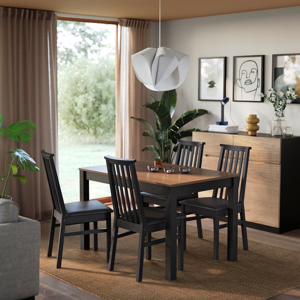 ÅLHULT / ÅLHULT table and 4 chairs, black/brown/Bomstad black black, 120x80 cm