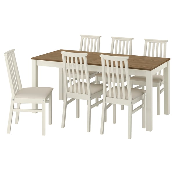 ÅLHULT / ÅLHULT table and 6 chairs, beige/brown/Kabusa light beige beige, 170/220x80 cm