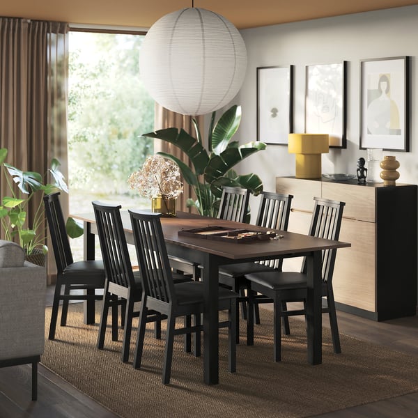 ÅLHULT / ÅLHULT table and 6 chairs, black/brown/Bomstad black black, 170/220x80 cm