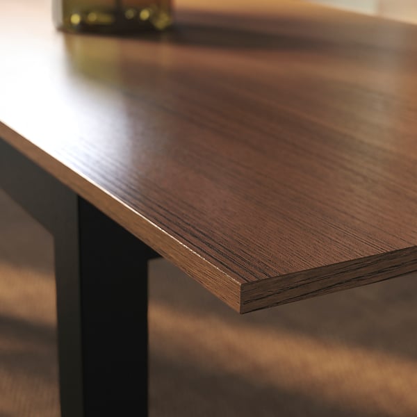 ÅLHULT / LILLÅNÄS table and 4 chairs, black/brown/Gunnared dark grey chrome-plated, 120/170x80 cm