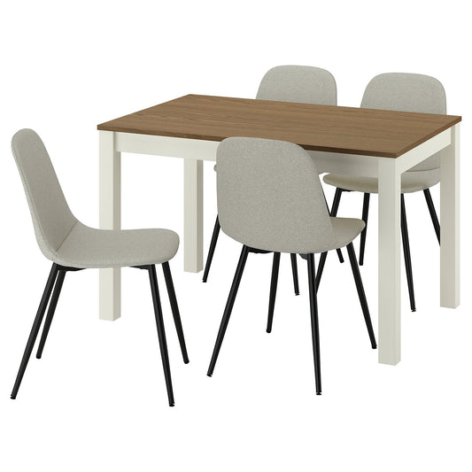 ÅLHULT / NORDMANSSKÄR table and 4 chairs, beige/brown/Tonerud grey black, 120x55 cm