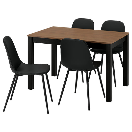 ÅLHULT / NORDMANSSKÄR table and 4 chairs, black/brown/Bomstad black black, 120x80 cm