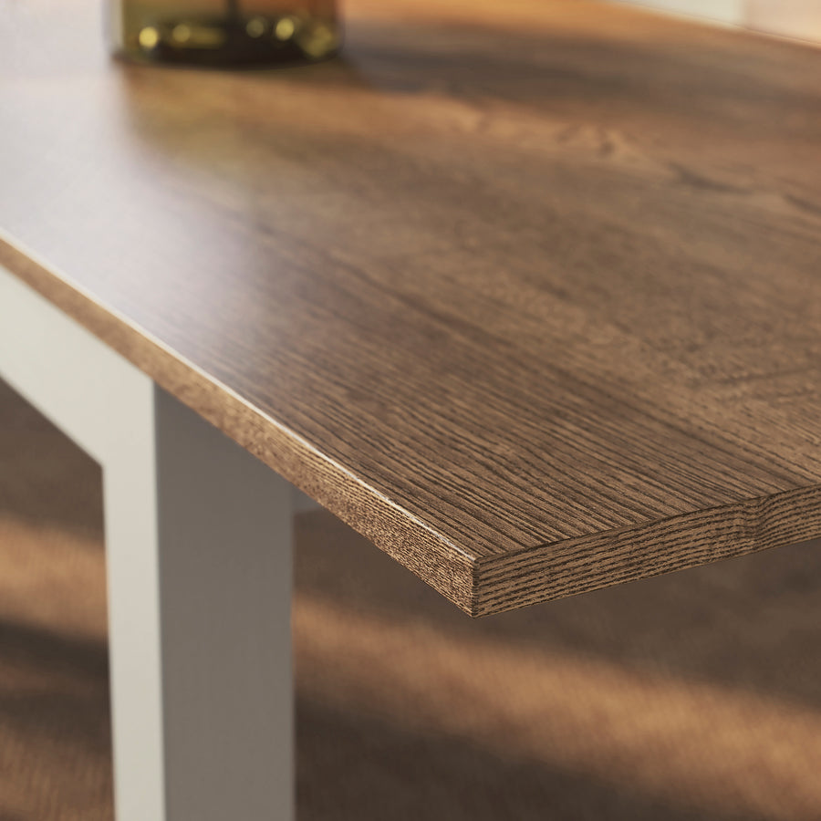 ÅLHULT / NORDMANSSKÄR table and 6 chairs, beige/brown/Letafors yellow-beige black, 170/220x80 cm