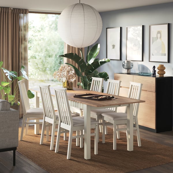 ÅLHULT extendable table, beige/brown, 170/220x80 cm