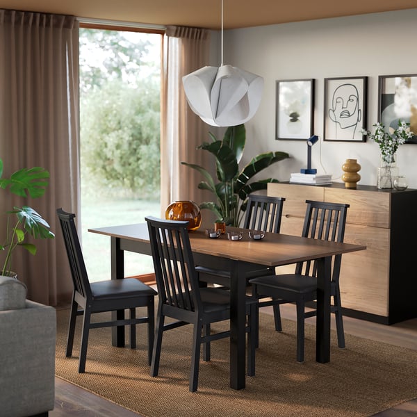 ÅLHULT extendable table, black/brown, 120/170x80 cm