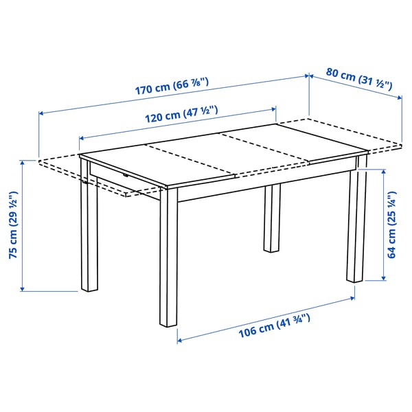 ÅLHULT extending table, black/brown, 120/170x80 cm