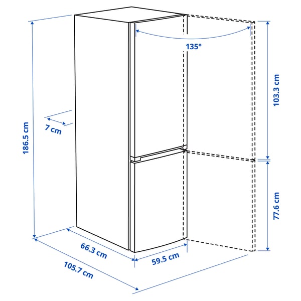 ALINGSÅS fridge/freezer, IKEA 500 freestanding/stainless steel, 210/106 l