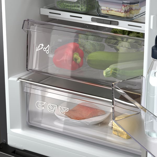ALINGSÅS fridge/freezer, IKEA 500 freestanding/stainless steel, 210/106 l
