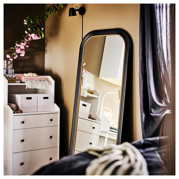 ALMARÖD mirror, black, 75x170 cm