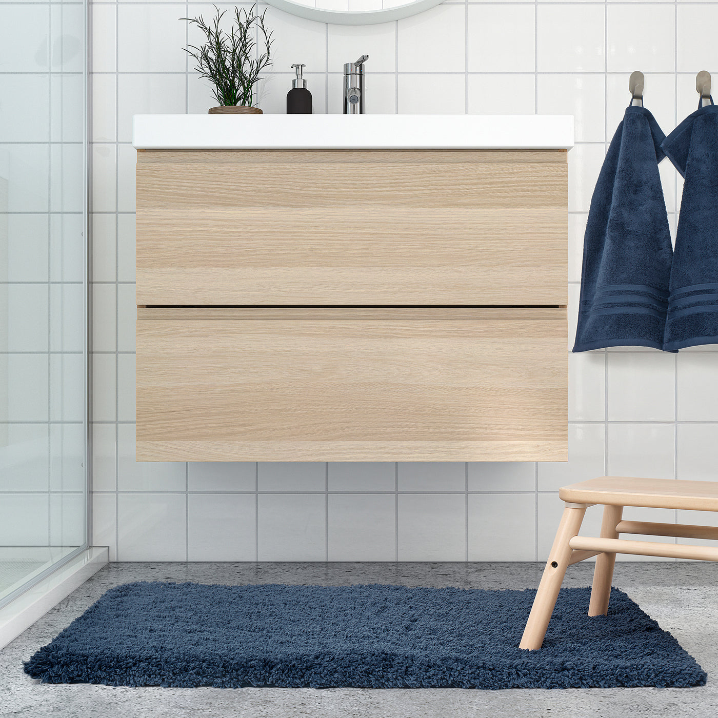 ALMTJÄRN bath mat, dark blue, 60x90 cm