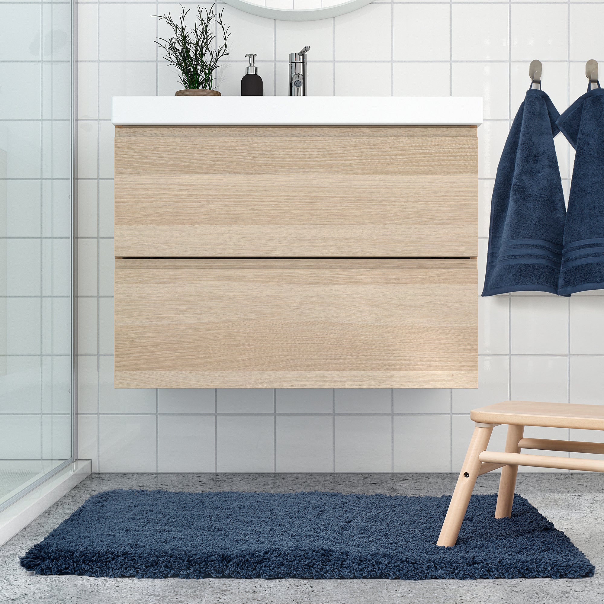 ALMTJÄRN bath mat, dark blue, 60x90 cm