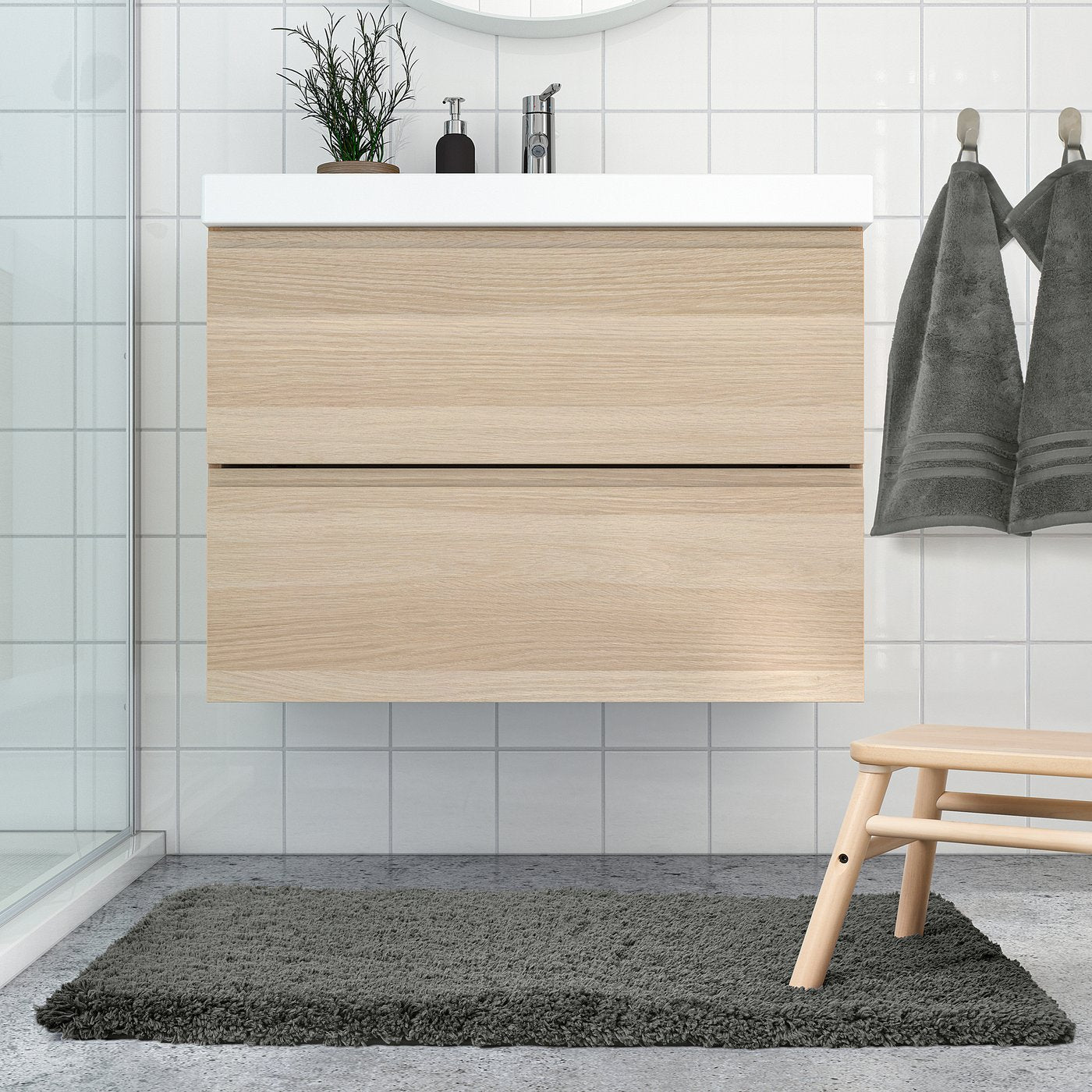 ALMTJÄRN bath mat, dark grey, 60x90 cm