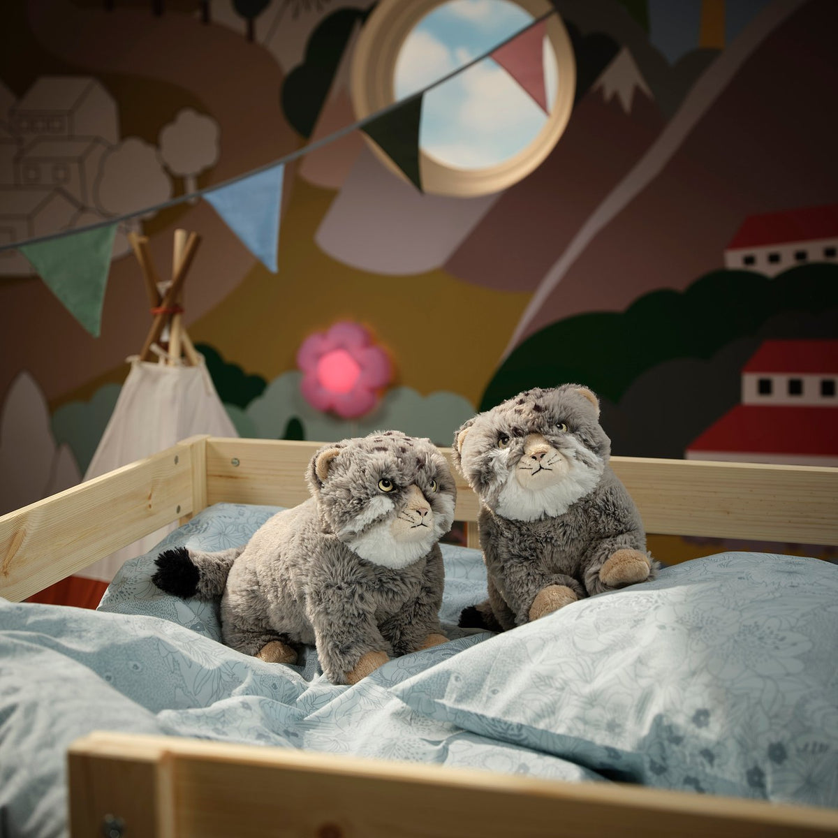ALPTALL duvet cover and pillowcase, blue/Himalayan animals and plants, 150x200/50x80 cm