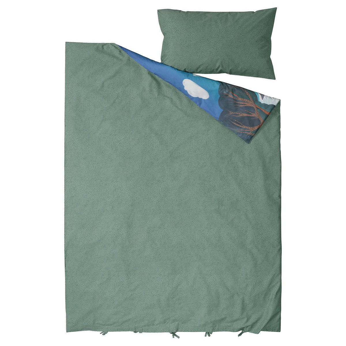 ALPTALL duvet cover and pillowcase, blue green/The Himalayas, 150x200/50x80 cm
