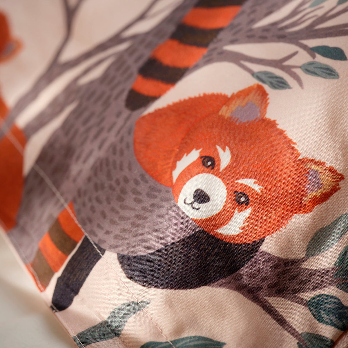 ALPTALL duvet cover and pillowcase, pink/red panda pattern, 150x200/50x80 cm