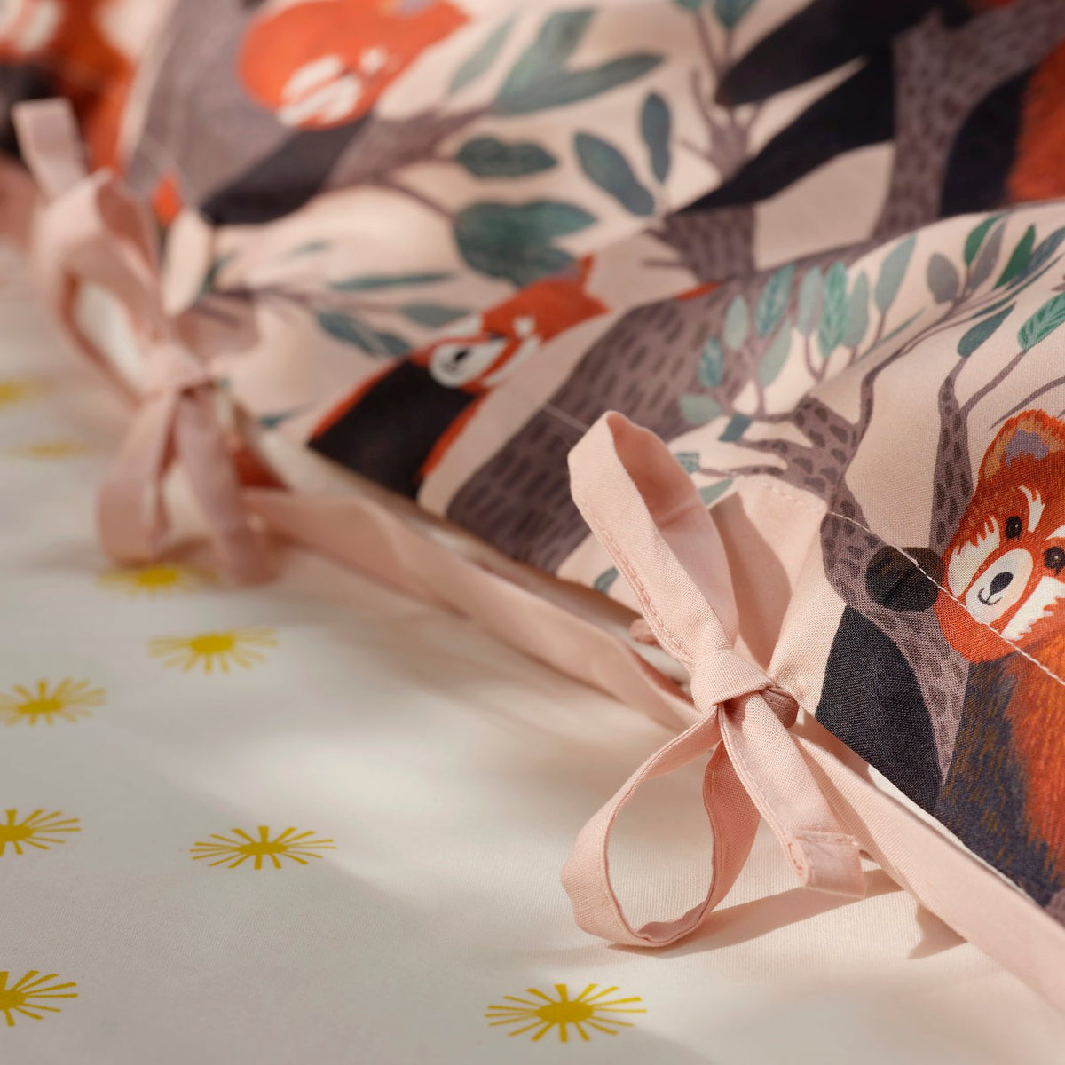 ALPTALL duvet cover and pillowcase, pink/red panda pattern, 150x200/50x80 cm