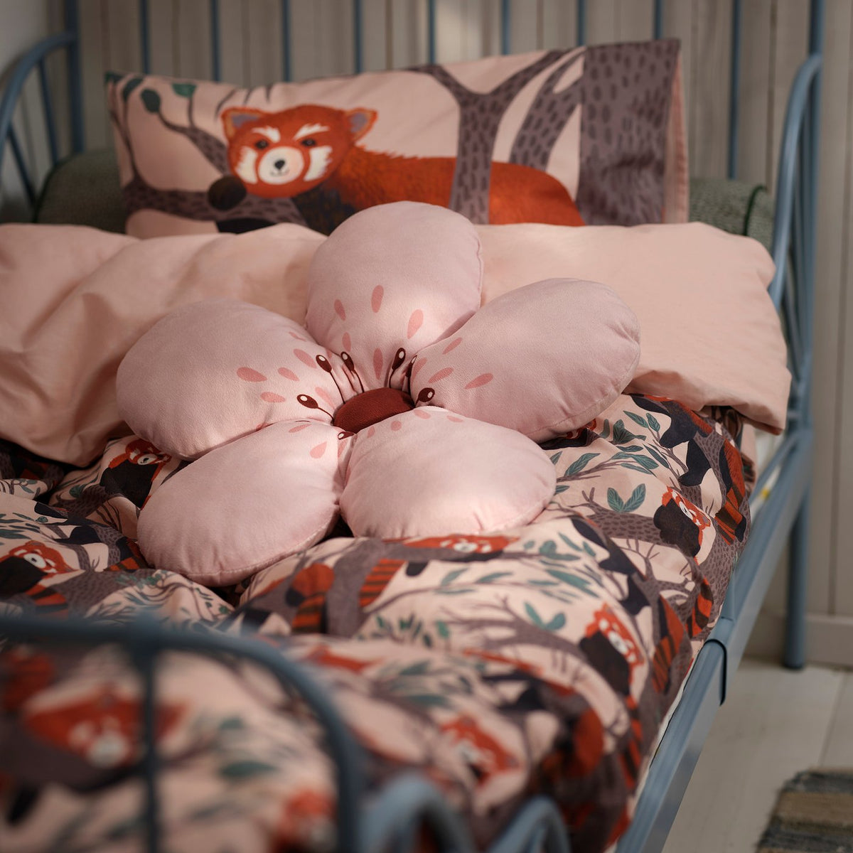 ALPTALL cushion, pink/flower-shaped, 47 cm