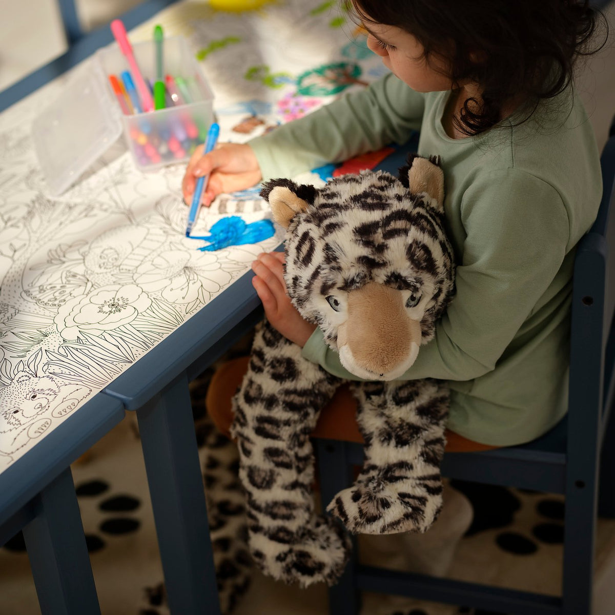 ALPTALL soft toy, snow leopard/patterned white, 52 cm