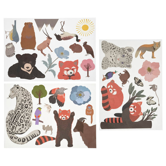 ALPTALL decoration stickers, set of 3, multicolour/Himalayan animals and plants