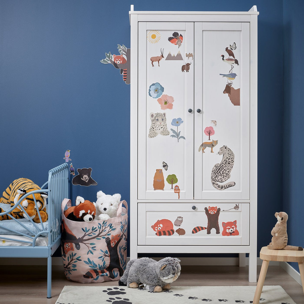 ALPTALL decoration stickers, set of 3, multicolour/Himalayan animals and plants