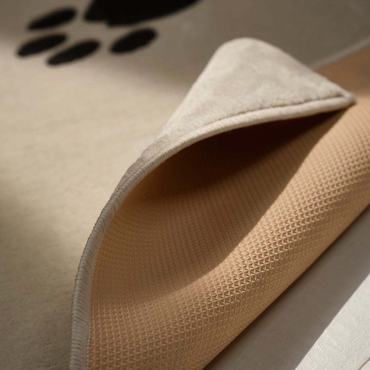 ALPTALL rug, beige/paw print pattern, 90x130 cm
