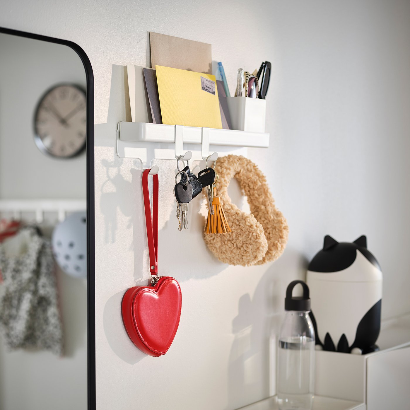 ALTARLIDEN hook rack, with storage/white, 36.5x13x6.8 cm
