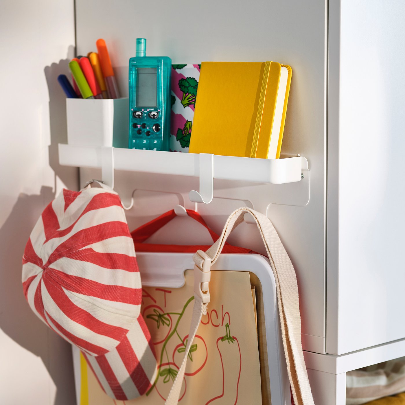 ALTARLIDEN hook rack, with storage/white, 36.5x13x6.8 cm