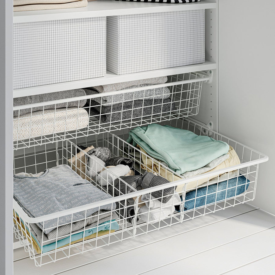 ALTARLIDEN wire basket with pull-out rail, white, 80x62 cm