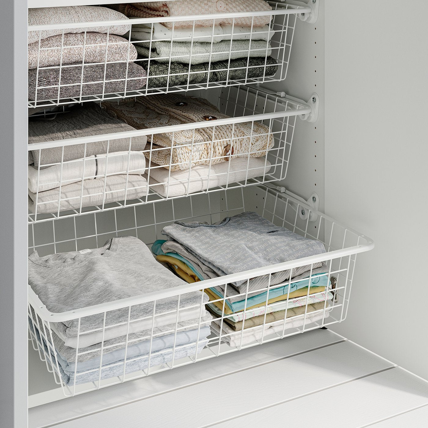 ALTARLIDEN wire basket with pull-out rail, white, 60x42 cm