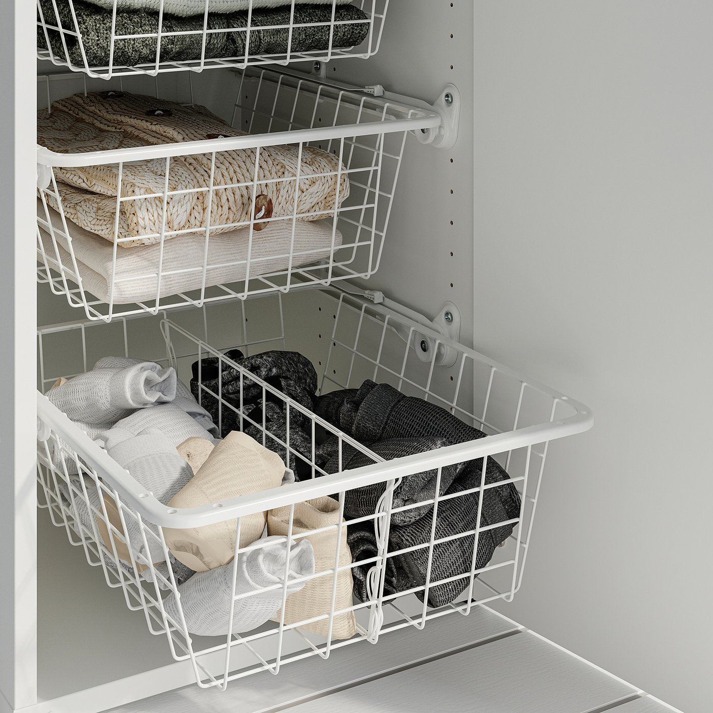 ALTARLIDEN wire basket with pull-out rail, white, 40x42 cm
