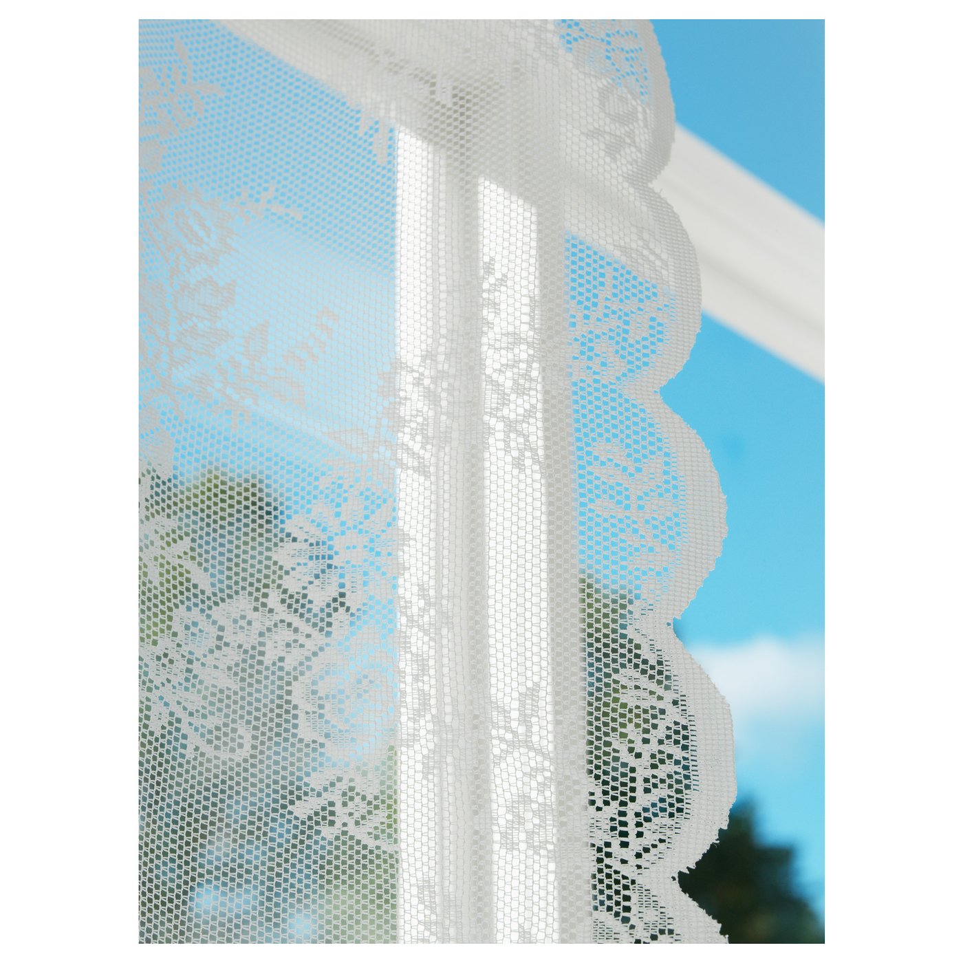 ALVINE SPETS net curtains, 1 pair, white/with rod pocket, 60x160 cm