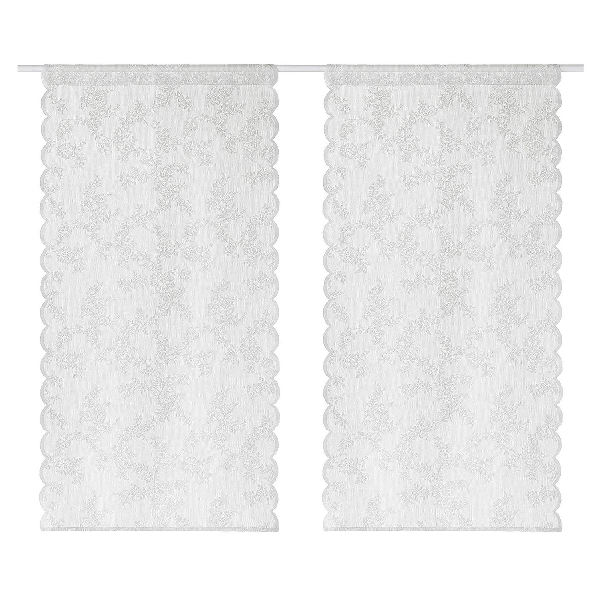 ALVINE SPETS net curtains, 1 pair, white/with rod pocket, 60x160 cm