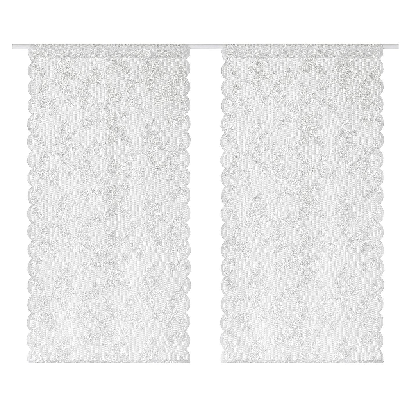 ALVINE SPETS net curtains, 1 pair, white/with rod pocket, 60x160 cm