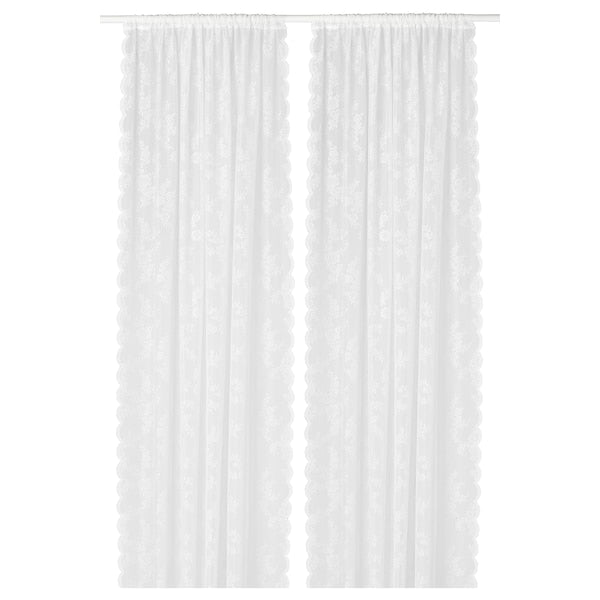 ALVINE SPETS net curtains, 1 pair, off-white/with rod pocket, 145x300 cm