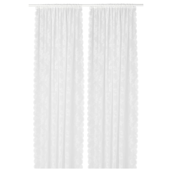 ALVINE SPETS net curtains, 1 pair, off-white/with rod pocket, 145x300 cm