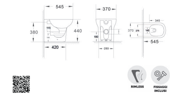 EUROPA VASE FLUSH WALL RIMLESS