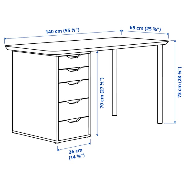 ANFALLARE / ALEX Desk - bamboo/black-brown 140x65 cm , 140x65 cm